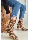 Omarı Leopar Desenli Streç Topuklu Bot