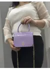 Omarı Eşsiz Tasarımlı Lila Cilt Krash Çanta