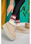 Omarı Elegant Bej Kadın Botu
