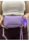 Omarı Mor Ponponlu Şık Cilt Çantası