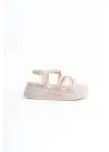 Omarı Rahat Tabanlı Tabaan Bayan Sandalet - Krem