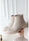 Omarı Şık Bej Topuklu Bot