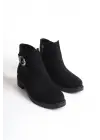 Omarı Rahat ve Şık Siyah Süet Bayan Bot