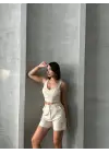 Omarı Yaz Şıklığına Hazır Şortlu Keten Takım