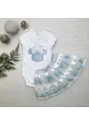 Omarı Mickey Nakışlı Kısa Kollu Etekli 2li Kız Bebek Takımı - Turkuaz