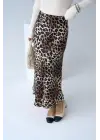 Midi Saten Etek - Leopar