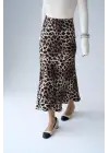 Midi Saten Etek - Leopar