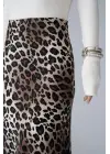 Midi Saten Etek - Leopar