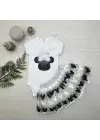 Minimal Payetli Mickey Nakışlı Bebek Takımı