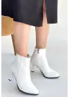 Mişha Beyaz Cilt Topuklu Bot