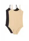 Moda 2 Adet Kadın İp Askılı Çıtçıtlı Body