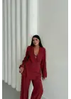 MODAL 4 DÜĞME ASTARSIZ CEKET - PANTOLON TAKIM - Bordo