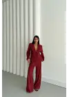 MODAL 4 DÜĞME ASTARSIZ CEKET - PANTOLON TAKIM - Bordo