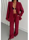 MODAL 4 DÜĞME ASTARSIZ CEKET - PANTOLON TAKIM - Bordo
