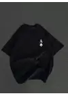 Omarı Modern Tarzda Baskılı Oversize T-Shirt - Siyah