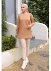 Omarı Kadın Bej Detaylı Tunik