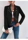 Modern Fermuarlı Süet Ceket