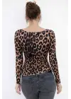 Modern Leopar Desenli Kollu Bluz