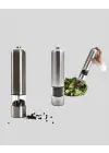 Modern Otomatik Baharat Öğütücü Seti – Pilli, Paslanmaz Çelik, Led Aydınlatmalı