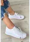 Omarı Beyaz Cilt Bağcıklı Spor Ayakkabı