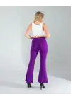 Omarı Esnek Kumaşıyla Konforu Öne Çıkaran Mor Paça Tayt