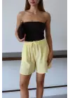 Müslin kumaş şort bağcıklı sarı pt