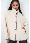 Nakışlı Kaşe Ceket 9167 - Ekru