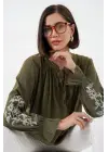 Nakışlı Örme Bluz 941 - Haki
