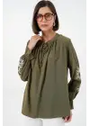 Nakışlı Örme Bluz 941 - Haki