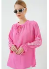 Nakışlı Örme Bluz 941 - Pembe