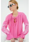 Nakışlı Örme Bluz 941 - Pembe
