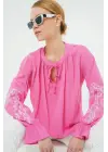 Nakışlı Örme Bluz 941 - Pembe