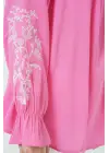 Nakışlı Örme Bluz 941 - Pembe
