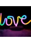 Neon Işıklı Love Yazılı Masa Gece Lambası