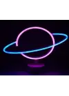 Neon Işıklı Satürn Lamba