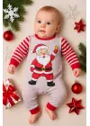 Noel Baba Detaylı Bebek Tulum % 100 Pamuk