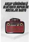 Nostalji Radyo Bluetooth Hoparlör Usb-sd Kart Giriş Led Fener Işıklı Bataryalı Pilli