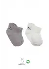 Omarı 2li Penye Çorap Seti Gri Ekru Smile Desenli