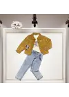 Omarı 3-4-5 Yaş Çocuk Fitilli Kadife Ceket ve Kot Pantolon Takımı