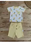 Omarı Ananas Baskılı Bebek Takımı - Sarı Renk 3-12 Ay