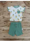 Omarı Ananas Desenli Bebek Takımı Yeşil