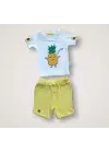 Omarı Bebek Ananas Nakışlı Sweatli Şortlu 2li Takım - Sarı