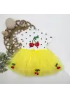 Omarı Bebek Tütü Elbisesi Sarı Kiraz Nakışlı Etekli