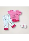 Omarı Ceylanın Rüyası Desenli Kısa Kollu Kız Bebek Sweat Takımı - 3lü Set