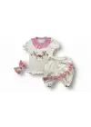 Omarı Çiçek Nakışlı Bandanalı Kız Bebek Sweat Takımı Pembe
