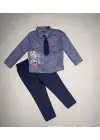 Omarı Çocuk Keten Gömlek Pantolon Takımı - Lacivert