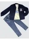 Omarı Çocuk Pilot Mont ve Kot Pantolon Takımı Lacivert