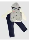 Omarı Çocuk Takımı Kapitone Kapşonlu Yelek ve Pantolon Seti Grey