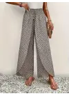 Omarı Desenli Yüksek Bel Kadın Pantolonu