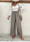 Omarı Desenli Yüksek Bel Kadın Pantolonu